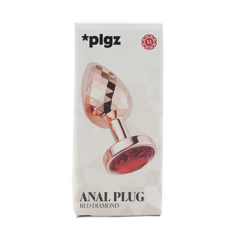 PLGZ - Diamond Facets Anaal Plug - Rosé Goud met Rode Siersteen-laced-up.nl