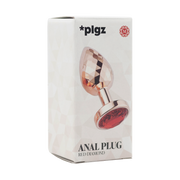 PLGZ - Diamond Facets Anaal Plug - Rosé Goud met Rode Siersteen-laced-up.nl