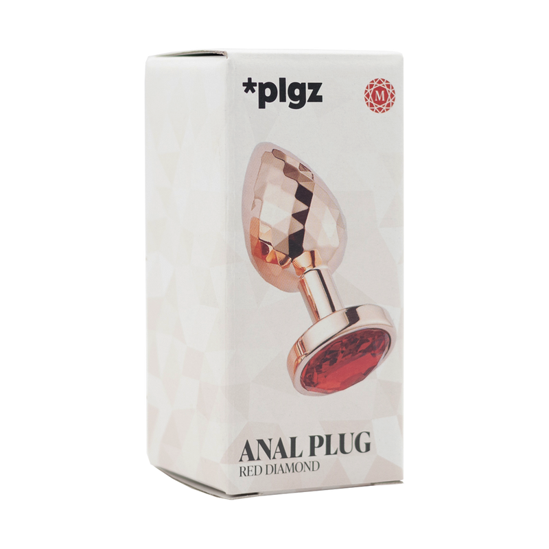 PLGZ - Diamond Facets Anaal Plug - Rosé Goud met Rode Siersteen-laced-up.nl