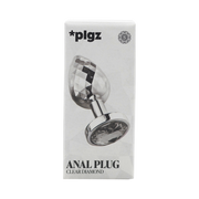PLGZ - Diamond Facets Anaal Plug - Zilver met Transparante Siersteen-laced-up.nl