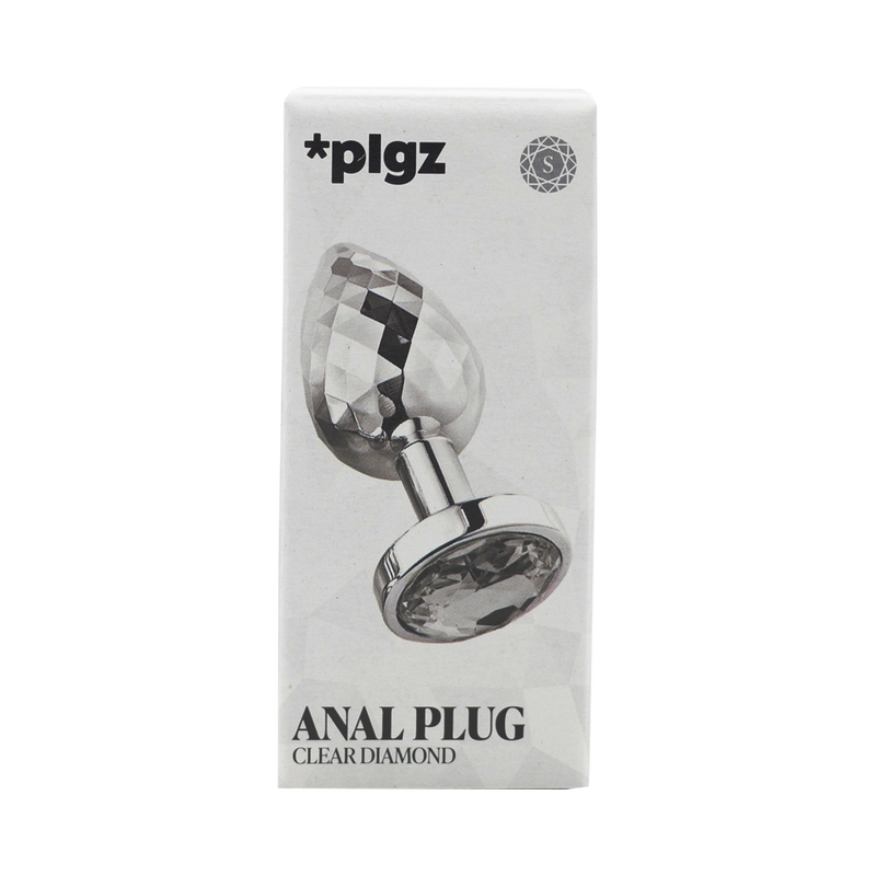 PLGZ - Diamond Facets Anaal Plug - Zilver met Transparante Siersteen-laced-up.nl