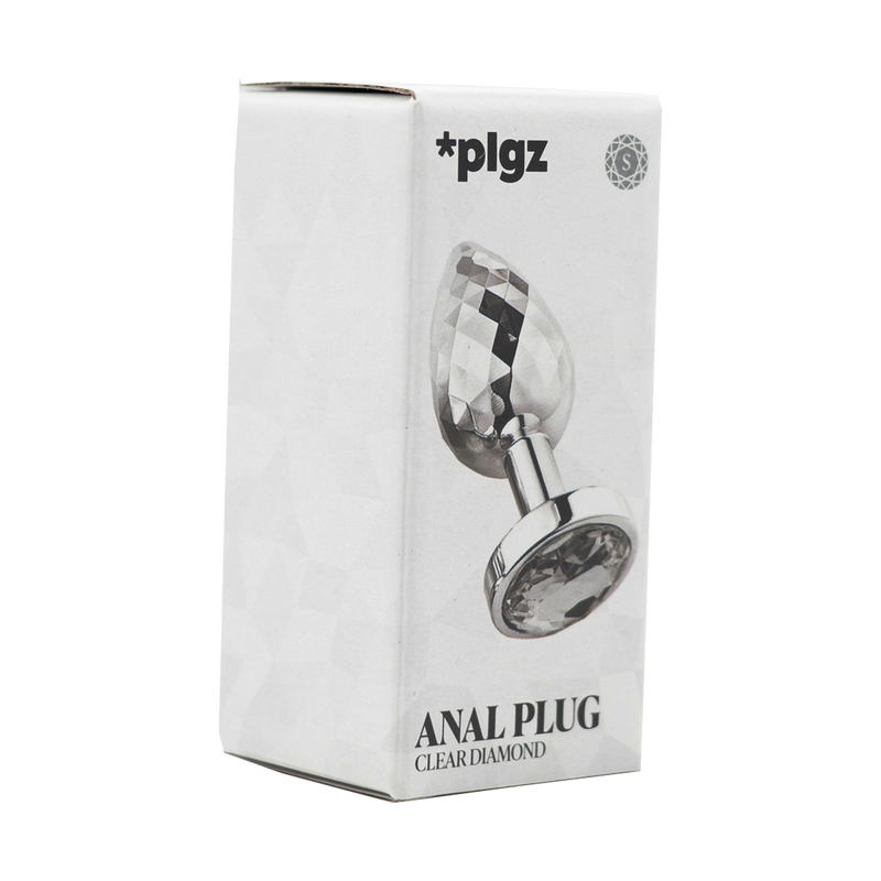 PLGZ - Diamond Facets Anaal Plug - Zilver met Transparante Siersteen-laced-up.nl
