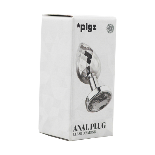 PLGZ - Diamond Facets Anaal Plug - Zilver met Transparante Siersteen-Erotiekvoordeel.nl