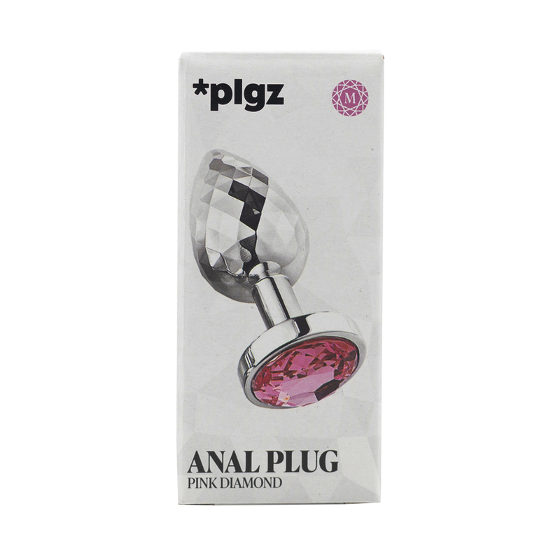 PLGZ - Diamond Facets Anaal Plug - Zilver met Roze Siersteen-laced-up.nl