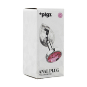 PLGZ - Diamond Facets Anaal Plug - Zilver met Roze Siersteen-laced-up.nl