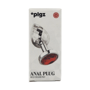 PLGZ - Diamond Facets Anaal Plug - Zilver met Rode Siersteen-laced-up.nl