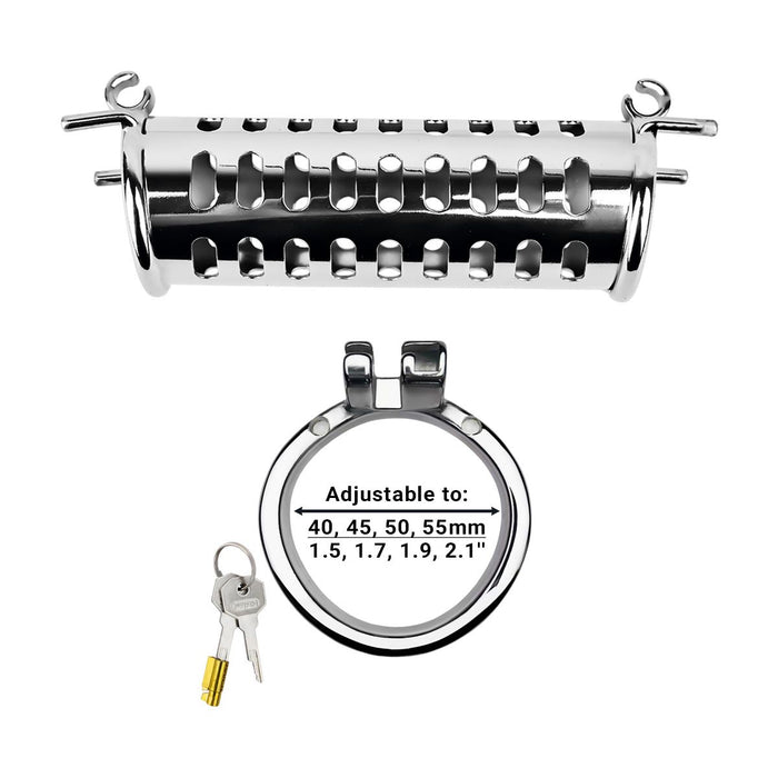 Kiotos - Twin Cock Cage - Dubbele Kuisheidskooi - RVS-Erotiekvoordeel.nl