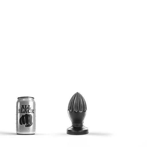 All Black - Buttplug - Met Groeven 12 x 5 cm - Zwart-Erotiekvoordeel.nl