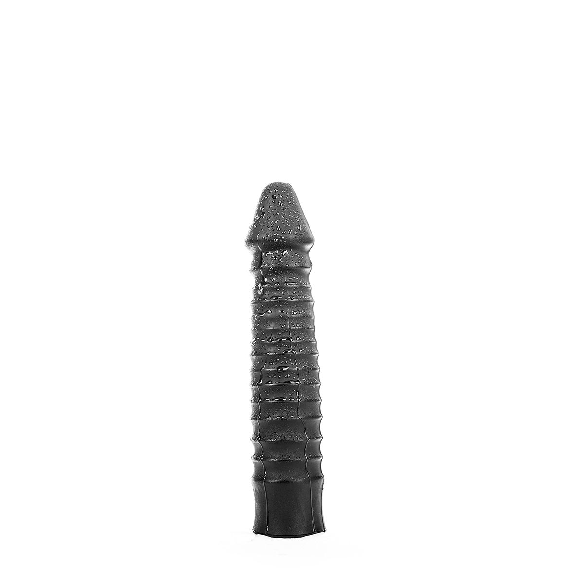 All Black - Zwarte grote dildo Met geribbelde schacht 26 x 5 cm