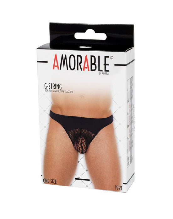 Amorable by Rimba - Erotische String - Zwarte Heren String Met Visnet Aan Voorzijde - Mannen Slip - Tanga Voor Mannen - One Size