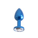 Blauwe Aluminium Buttplug Met Wit Sierkristal