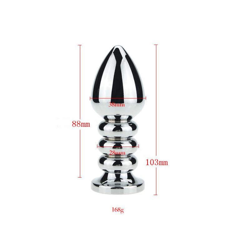 Buttplug Aluminium - Geribbeld - Met Siersteen - Roze-Laced-up.nl