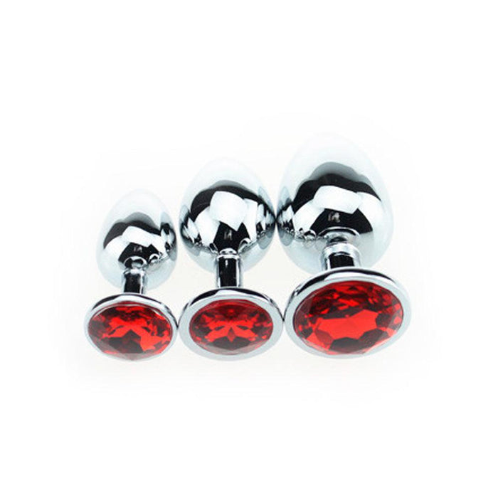 Buttplug Aluminium Met Rood Kristal - Small-Laced-up.nl