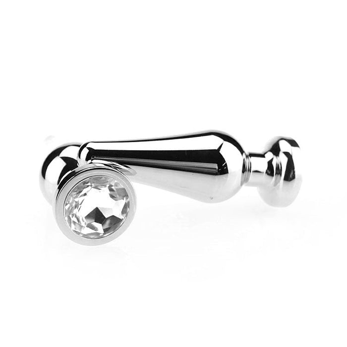 Buttplug Aluminium Met Transparant Kristal - 130 mm x 46 mm-Laced-up.nl