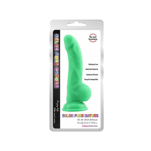 DeLuxe Pure Nature Neo Colours Siliconen Dildo 23 x 4.1 cm - groen