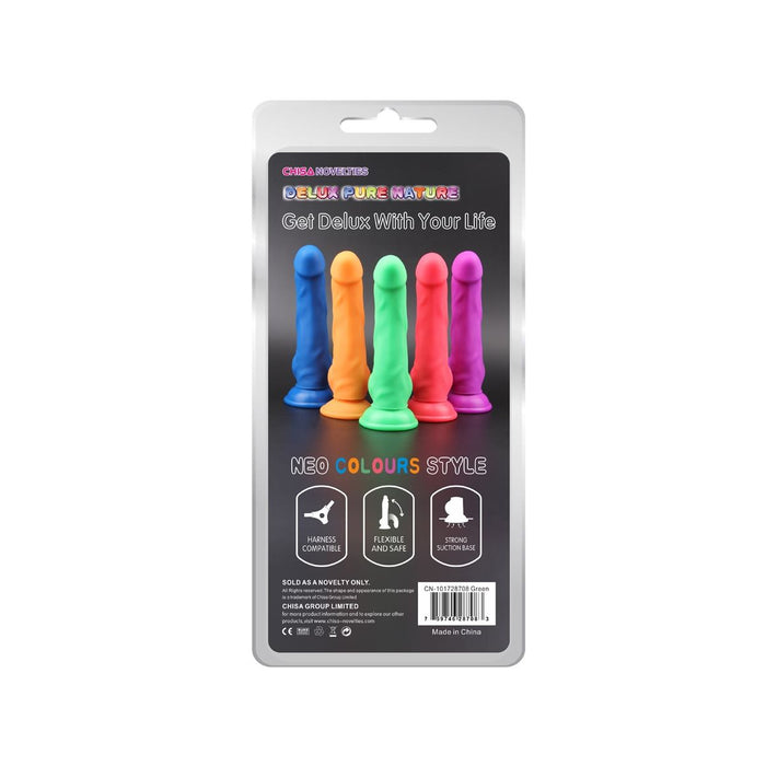 DeLuxe Pure Nature Neo Colours Siliconen Dildo 23 x 4.1 cm - groen
