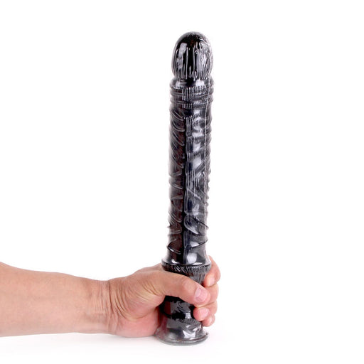 Dinoo - Extreme XXL Dildo Met Handvat - Damocles - 42,5 x 4,5 cm - Zwart-Laced-up.nl