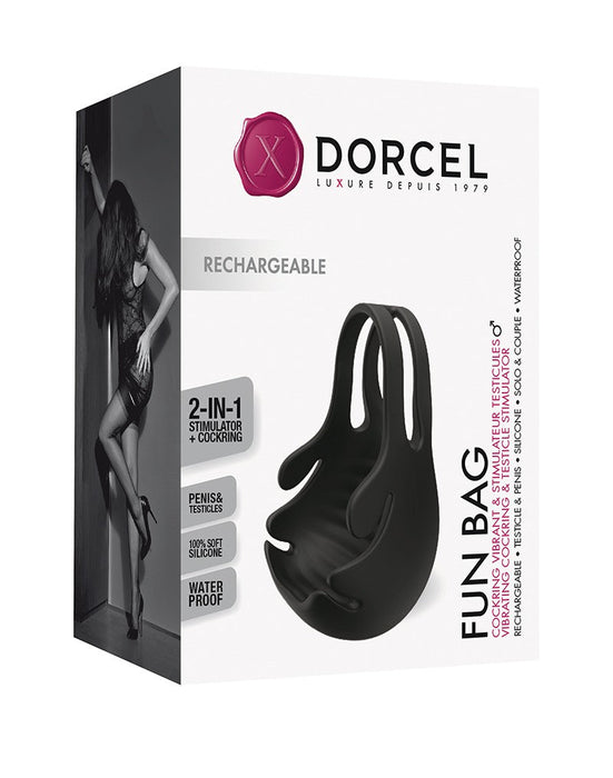 Dorcel - Fun Bag - Vibrerende Cockring En Testikel Stimulator - Zwart-Erotiekvoordeel.nl