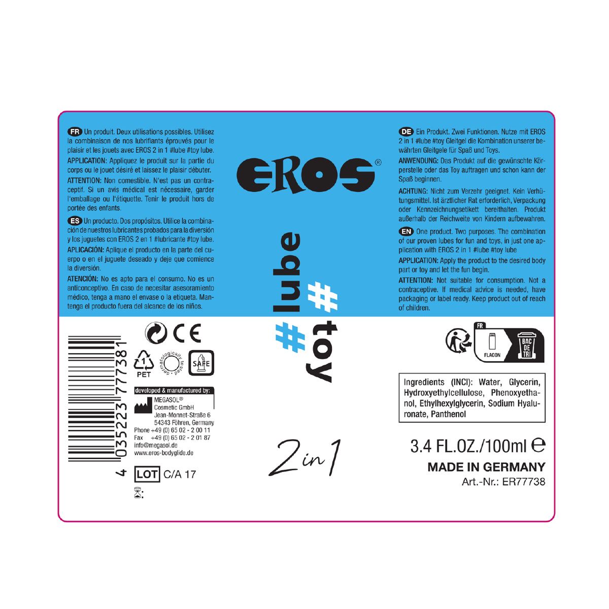 Eros - 2-in-1 #lube #toy Glijmiddel op Waterbasis-Erotiekvoordeel.nl