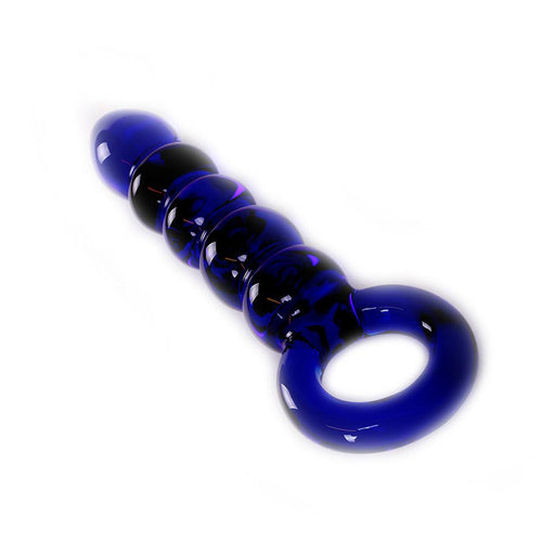 Glazen dildo Met Blauwe Ballen En O-ring-Erotiekvoordeel.nl