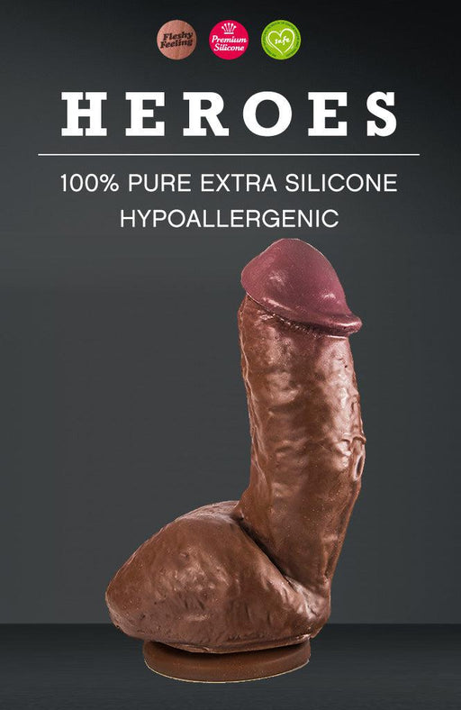 Heroes - No. 11 - Dildo Met Zuignap - 19,5 x 5 cm - Bruin-Laced-up.nl
