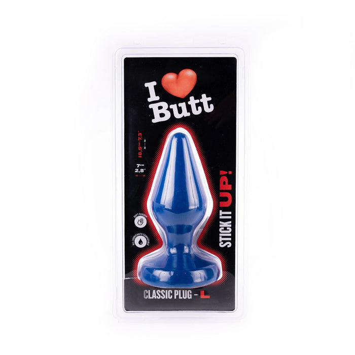 I ♥ Butt - Klassieke Buttplug - L - Blauw