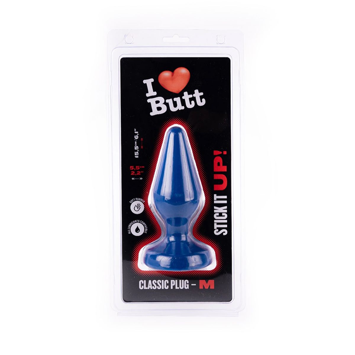 I ♥ Butt - Klassieke Buttplug - M - Blauw
