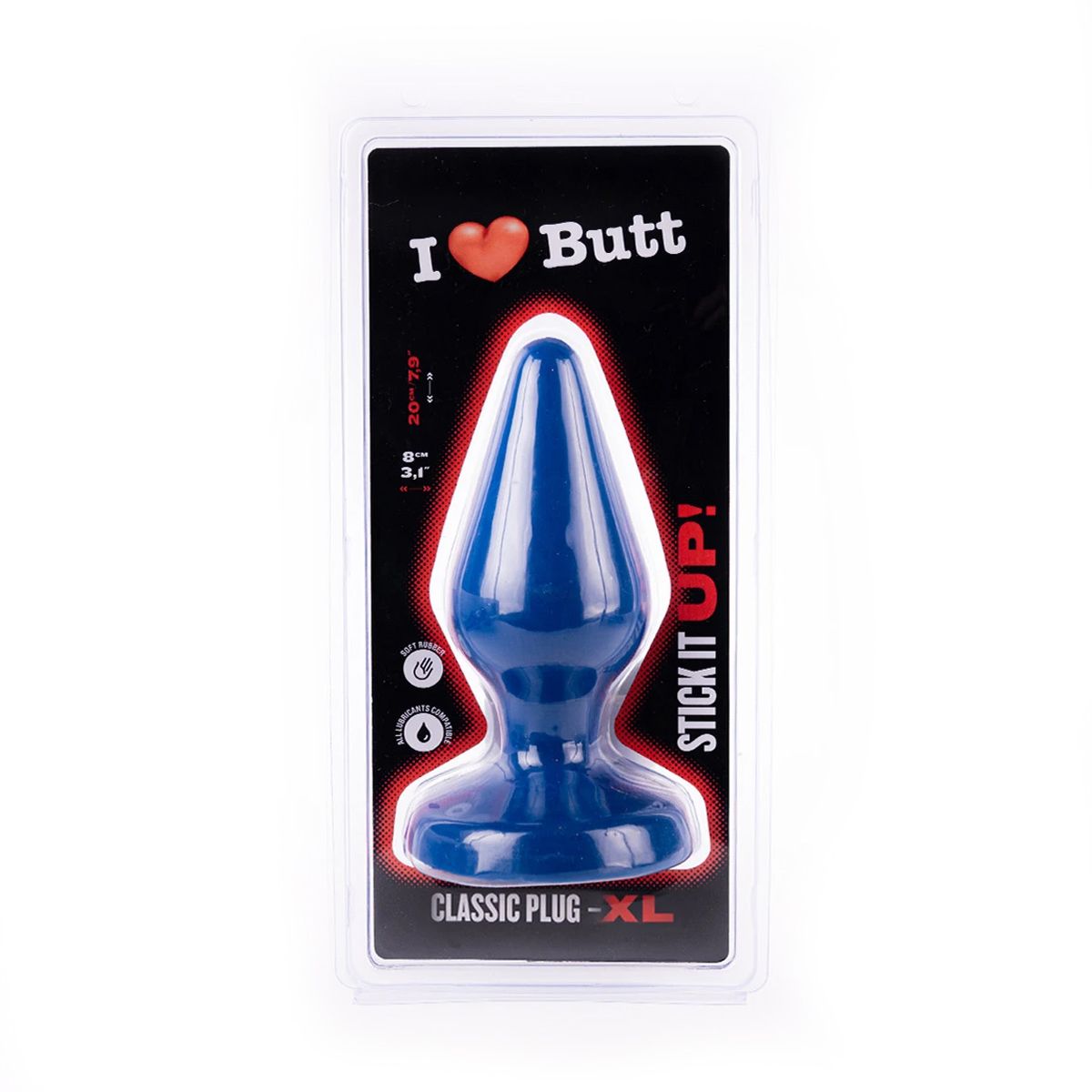 I ♥ Butt - Klassieke Buttplug - XL - Blauw