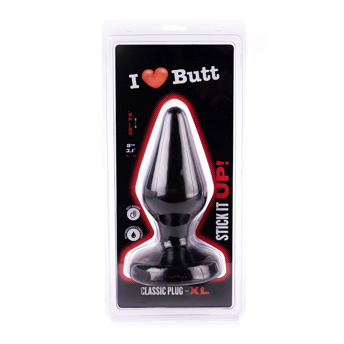 I ♥ Butt - Klassieke Buttplug - XL - Zwart