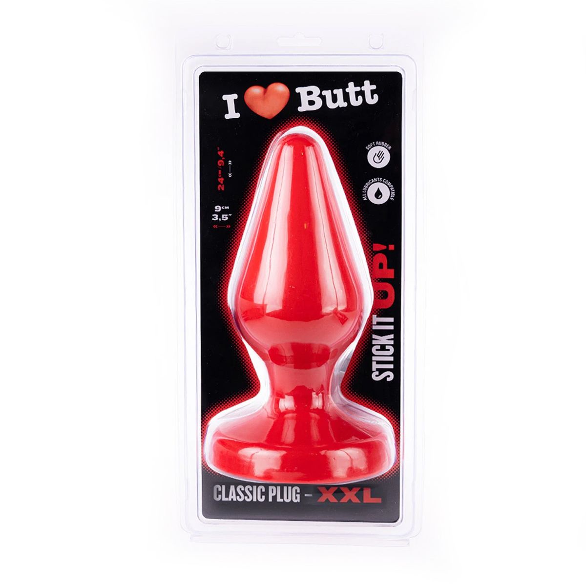 I ♥ Butt - Klassieke Buttplug - XXL - Rood