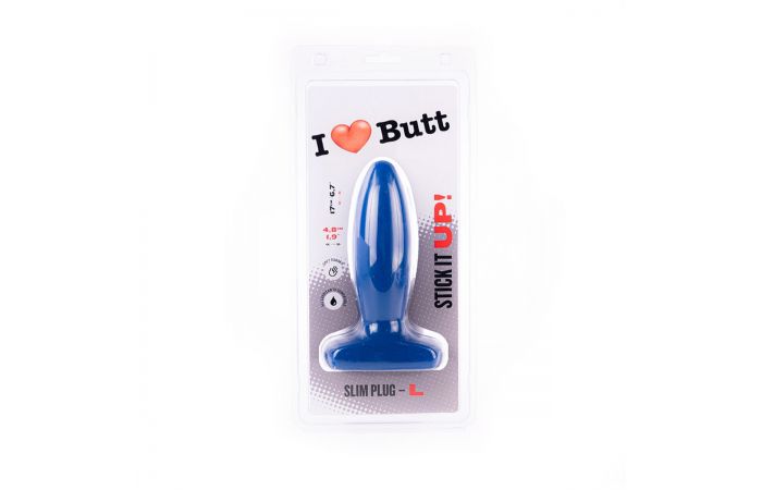 I ♥ Butt - Slanke Buttplug - L - Blauw