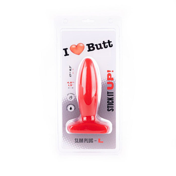 I ♥ Butt - Slanke Buttplug - L - Rood