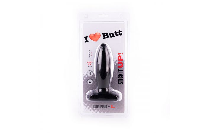 I ♥ Butt - Slanke Buttplug - L - Zwart