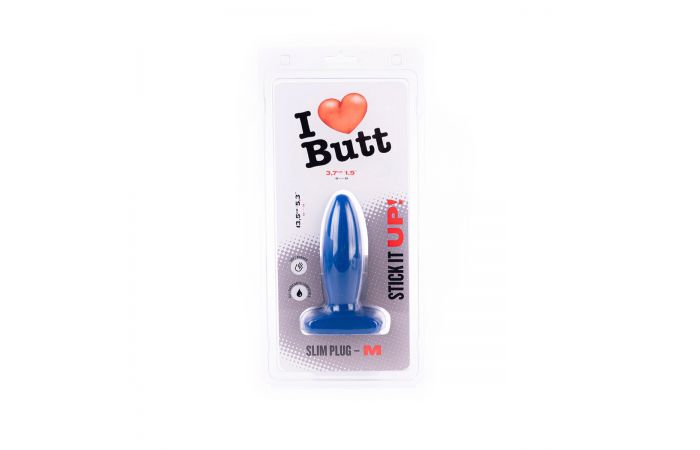 I ♥ Butt - Slanke Buttplug - M - Blauw