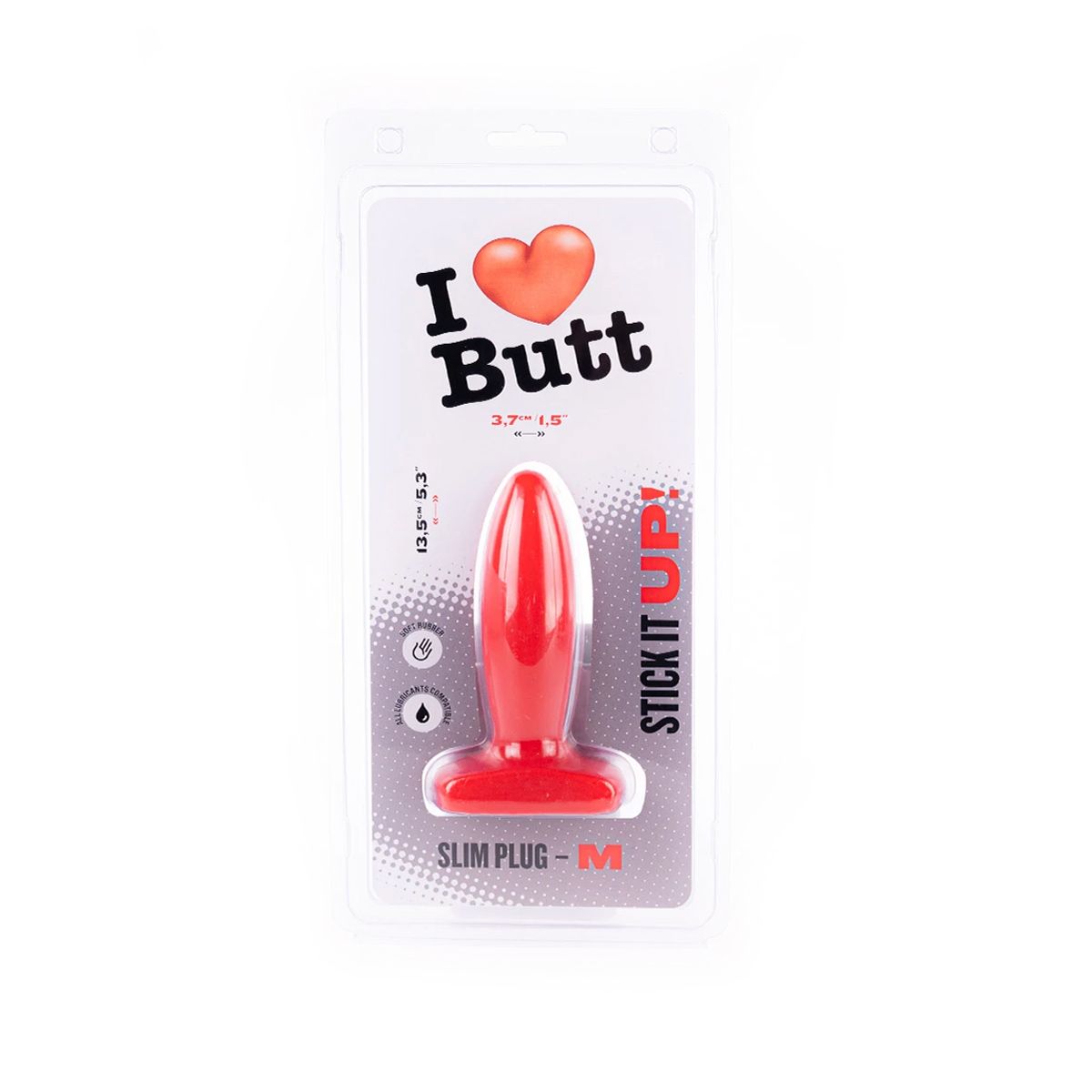 I ♥ Butt - Slanke Buttplug - M - Rood