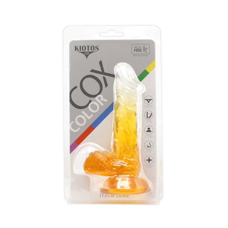 Kiotos Cox Color - Gekleurde Dildo 03 - 17,5 x 3,2 cm - Transparant/Geel-Laced-up.nl