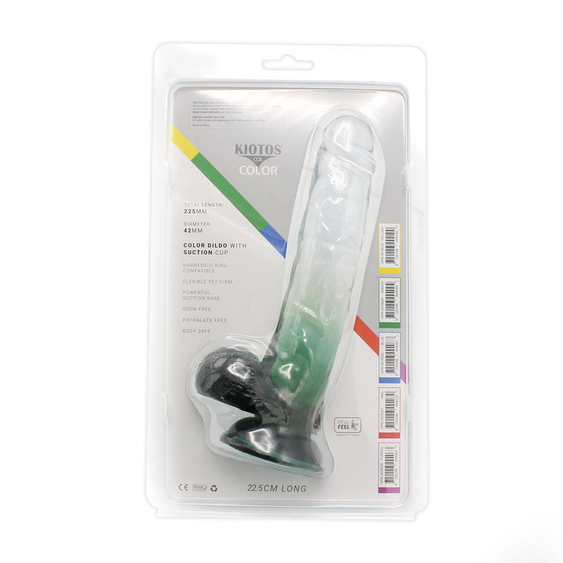 Kiotos Cox Color - Gekleurde Dildo 06 - 22,5 x 4,2 cm - Transparant/Groen-Laced-up.nl
