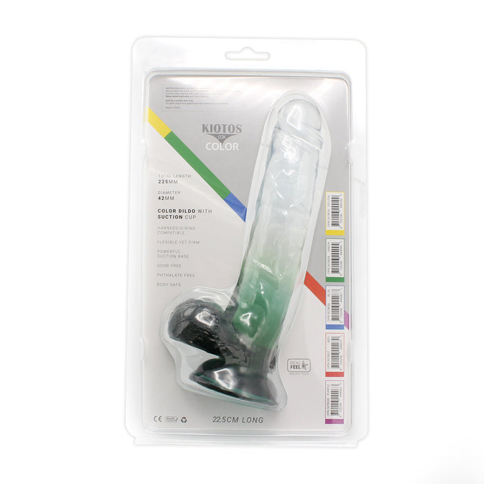 Kiotos Cox Color - Gekleurde Dildo 06 - 22,5 x 4,2 cm - Transparant/Groen-Laced-up.nl