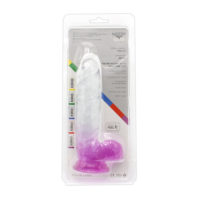 Kiotos Cox Color - Gekleurde Dildo 08 - 18,5 x 4 cm - Transparant/Paars-Laced-up.nl
