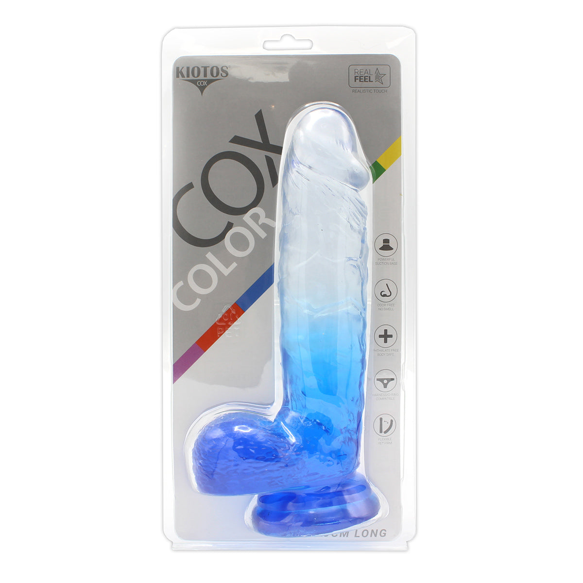 Kiotos Cox Color - Gekleurde Dildo 10 - 25 x 5,5 cm - Transparant/Blauw-Erotiekvoordeel.nl