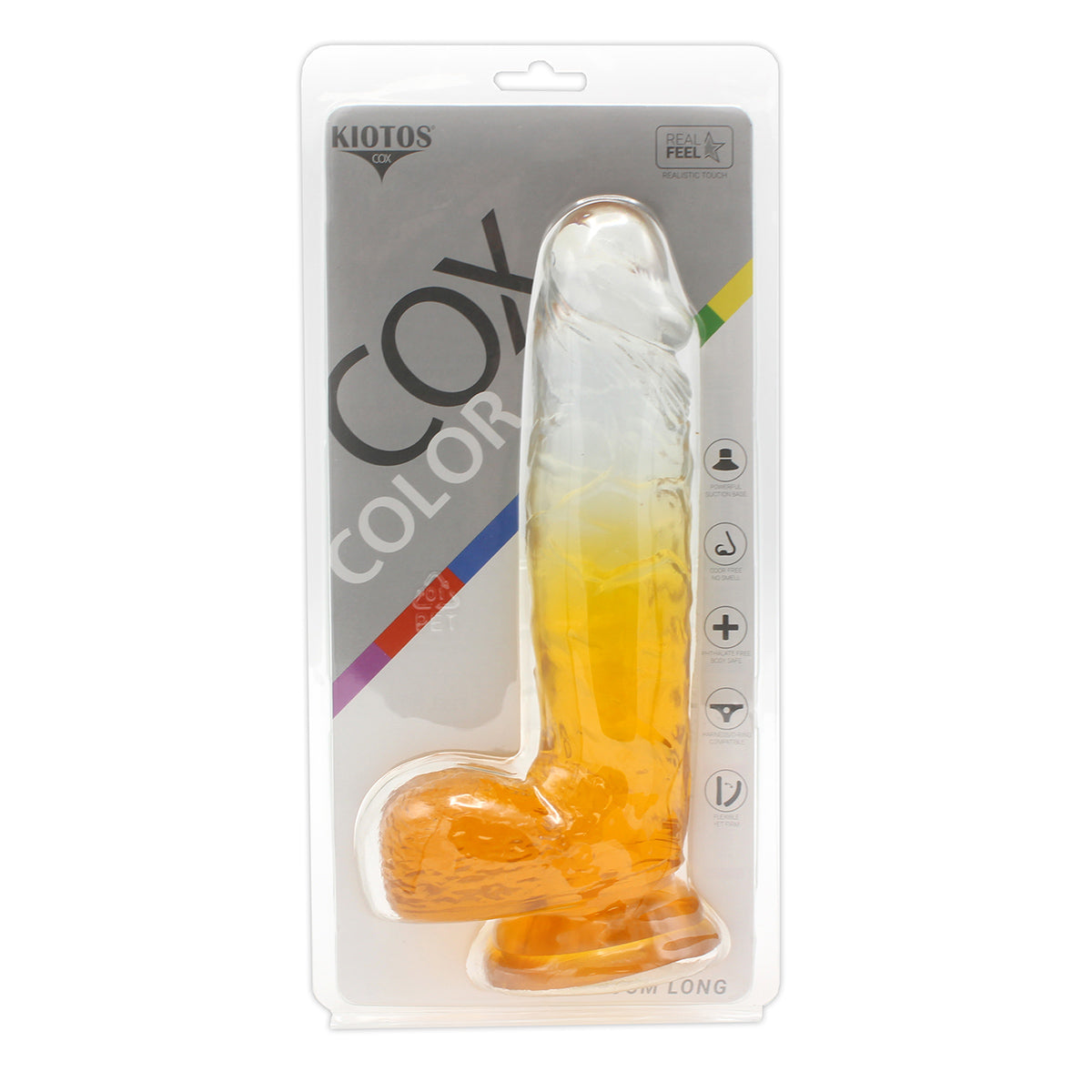 Kiotos Cox Color - Gekleurde Dildo 10 - 25 x 5,5 cm - Transparant/Geel-Erotiekvoordeel.nl
