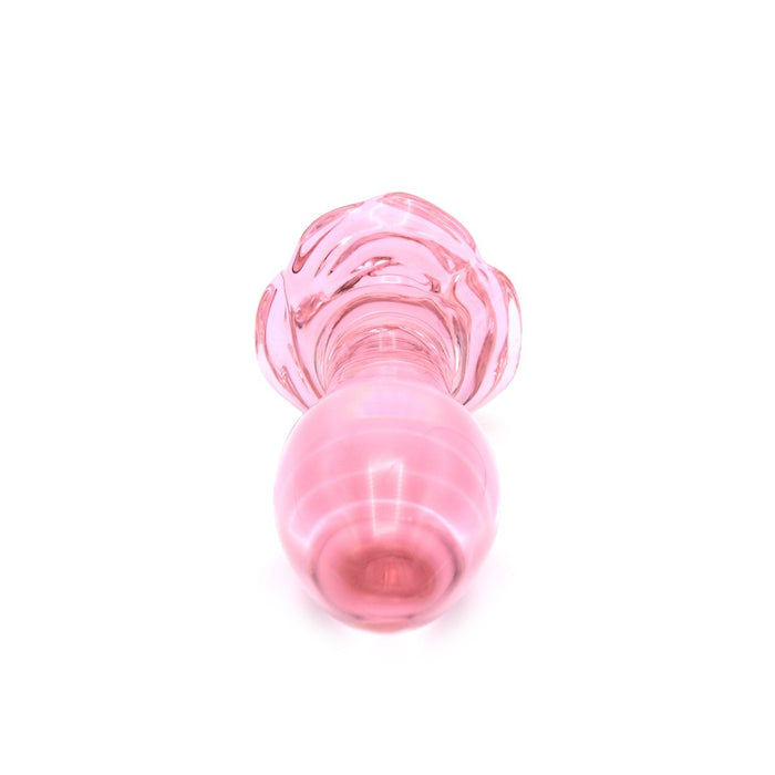 Kiotos Glass - Glazen Buttplug Met Roos - Roze