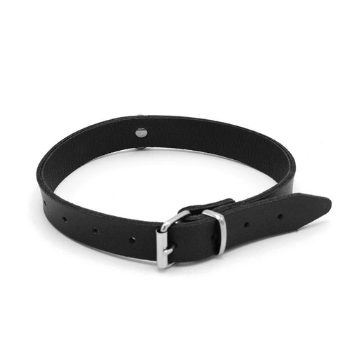 Kiotos Leather - Collar met Kleine O-ring - Leder - Zwart-Erotiekvoordeel.nl