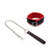 Kiotos Leather - Zwarte Leren collar Met rode voering En leash-Laced-up.nl