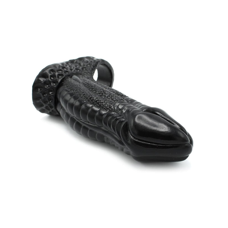 Kiotos Monstar 01 - Penis Sleeve - Penisverlenging - Met Ball Stretcher Opening - Siliconen - Zwart-Laced-up.nl