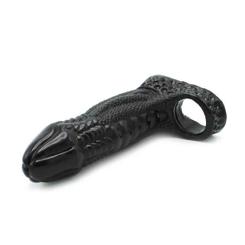 Kiotos Monstar 01 - Penis Sleeve - Penisverlenging - Met Ball Stretcher Opening - Siliconen - Zwart-Laced-up.nl