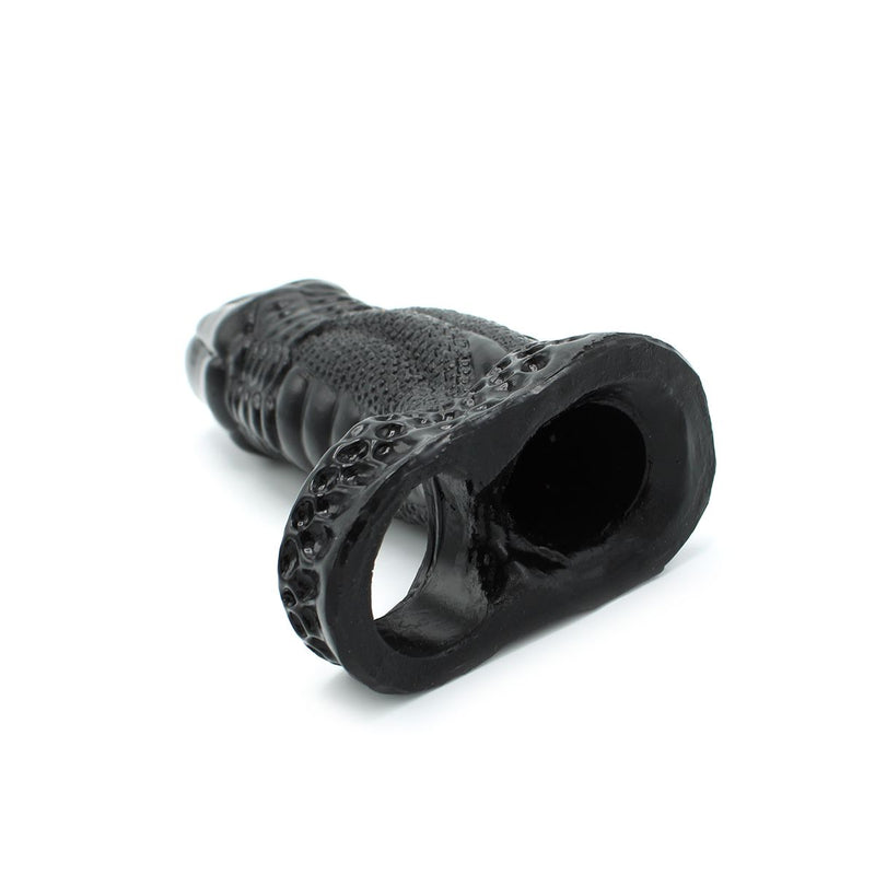 Kiotos Monstar 01 - Penis Sleeve - Penisverlenging - Met Ball Stretcher Opening - Siliconen - Zwart-Laced-up.nl