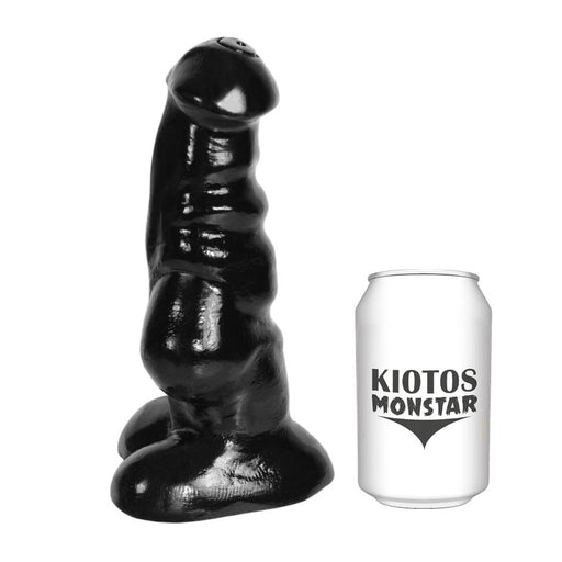 Kiotos Monstar - Drake - Geribbelde Dildo - 24 x 8.5 cm - Zwart-Erotiekvoordeel.nl