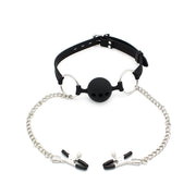 Kiotos - Siliconen Ball Gag Met Tepelklemmen-Laced-up.nl