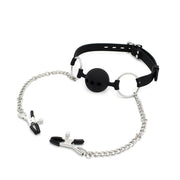 Kiotos - Siliconen Ball Gag Met Tepelklemmen-Laced-up.nl